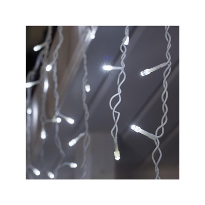 Гирлянда «Бахрома» 3×0.6 м, IP44, УМС, белая нить, 160 LED, свечение белое, мерцание белым, 220 В