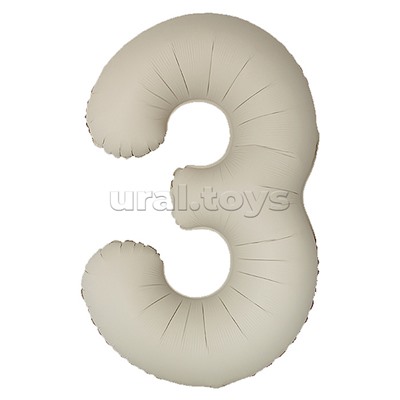 Шар (40''/102 см) Цифра, 3 Slim, Кремовый Латте, Матовый, 1 шт. в уп.