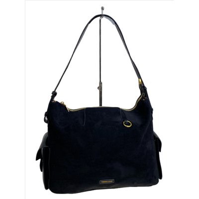 Женская сумка из искусственной замши, цвет черный