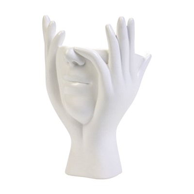 Декоративное кашпо для цветов «Мечты в руках», 380 мл, 20×13.5×13 см, гипс, белое