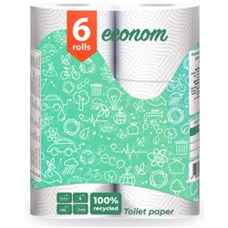 Бумага туалетная Econom (1*6 рулонов) 2-х слойная