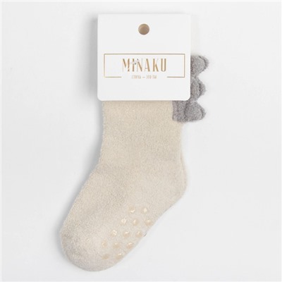 Носки детские махровые со стопперами MINAKU: Cozy Winter, белая, размер 14-16