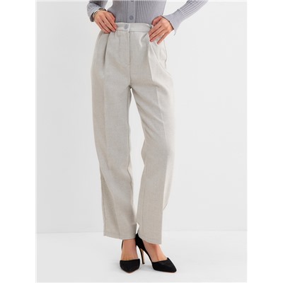 Брюки женские с защипами MINAKU: Modern classic, серые, размер 46