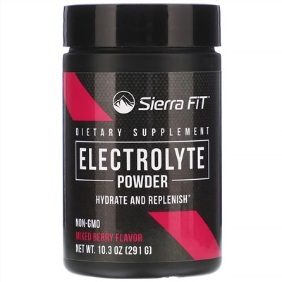 Sierra Fit, Порошок электролитов со вкусом ягодного ассорти, 0 калорий, 291 г (10,3 унции)