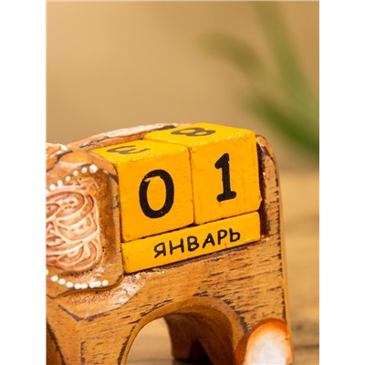 Вечный календарь с кубиками «Слоник», 11×4.5×6.6 см, дерево, МИКС