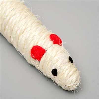 Игрушка сизалевая «Длинная мышь», 14.5 см, белая