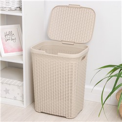 Корзина бельевая «Ротанг», 40 л, 37×29.5×48 см, с крышкой, цвет латте