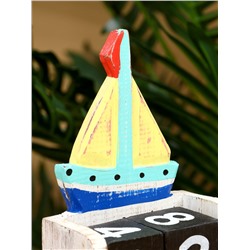 Календарь настольный «Парусник», 11×5×16 см, дерево, жёлтый