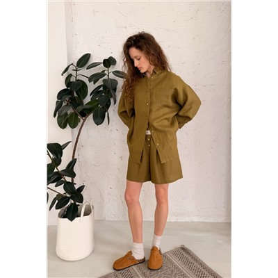 Костюм лён  SET019/28/Оливковый