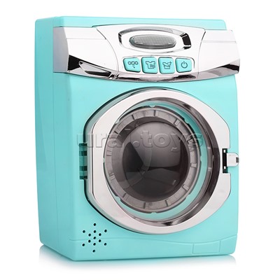 Бытовая техника "Стиральная машинка" с аксессуарами для стирки, бирюзовый, (свет, звук) в ко