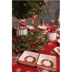 Менажница Доляна «Новогоднее настроение», 2 секций, 19.8×3 см, доломит, белая