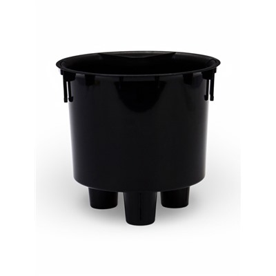 Кашпо для цветов «Фасет», 2 л, d=15 см, h=14 см, пластиковое, с автополивом, со вставкой, серое