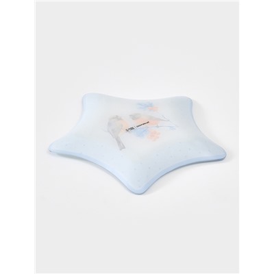 Блюдо новогоднее сервировочное Доляна «Снегири на ветке», d=19 см, стекло, голубое