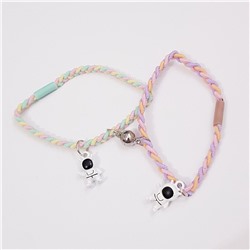 Парные  браслеты на магните с подвесками, цвет желтый и розовый, арт. 043.234