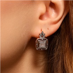 Серьги цветы ювелирная бижутерия коллекция "Дубай", покрытие позолота, вставка: фианиты, цвет: прозрачный, арт.213.603