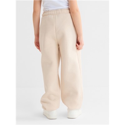 Брюки для девочки с начёсом MINAKU: Exclusive print, бежевые, Oversize рост 116 см