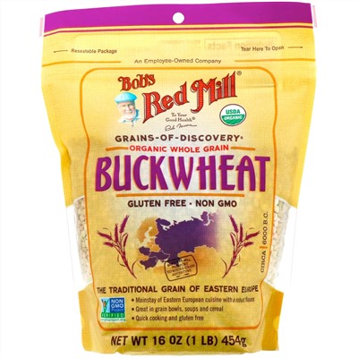 Bob's Red Mill, органическая гречка, цельное зерно, 454 г (16 унций)