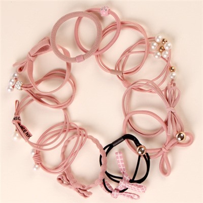 Резинка для волос набор 12 штук / YAN-26 /уп 1/розовые