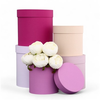Набор шляпных подарочных коробок 5 в 1« Нежность», 23×23 - 14×14 см