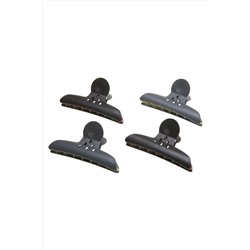 Dewal Зажим для волос бабочка CL2207, пластик, 10 см, черный, 4 шт. KRISTALLER, 1106910