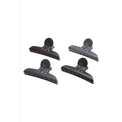 Dewal Зажим для волос бабочка CL2207, пластик, 10 см, черный, 4 шт. KRISTALLER, 1106910