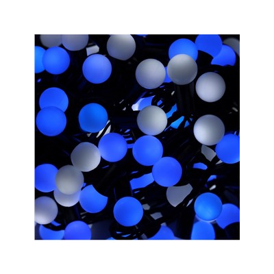 Гирлянда «Нить» 20 м с насадками «Шарики 1.5 см», IP44, тёмная нить, 200 LED, свечение бело-синее, мигание, 220 В