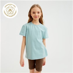Футболка детская однотонная MINAKU: Basic line, цвет аквамарин, рост 134 см
