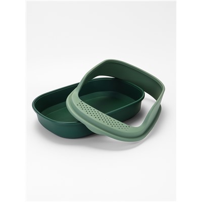 Лоток для кошек Фур-Мур 48×35.5 см с высоким бортом + совок, Soft-touch, изумруд