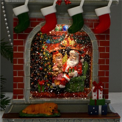 Светильник настольный новогодний 18x10x26 см Камин / NG206-7 /уп 6/ музыкальный