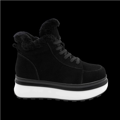 Ботинки из натуральной кожи на меху MZ0122-5 черные