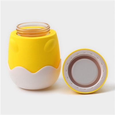 Бутылка для воды «Цыплёнок», 290 мл, в силиконовом чехле, стекло, жёлтая