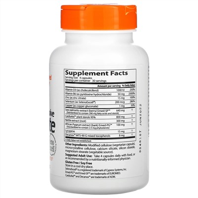 Doctor's Best, комплексная формула здоровья простаты, 120 растительных капсул