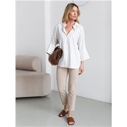 Блузка в полоску с цельнокроеным рукавом 3/4 из хлопка