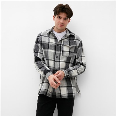 Рубашка мужская в клетку MIST, размер 50, черный/белый