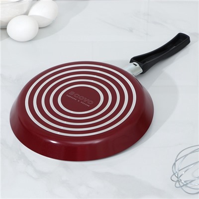 Сковорода блинная «Эксперт», d=22 см, пластиковая ручка, антипригарное покрытие, алюминий, бордовая
