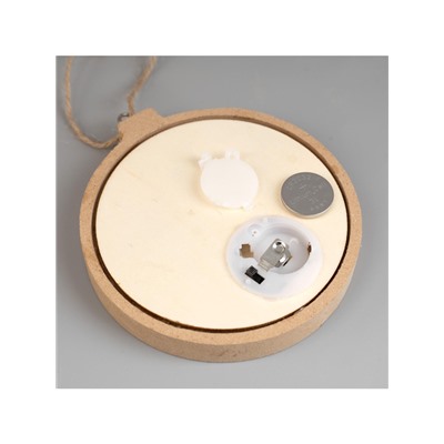 Ёлочная игрушка «Шар с Дедом Морозом», 11×11×1.5 см, от батареек, свечение тёплое белое