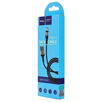 Кабель USB - micro USB Hoco X26 Xpress  100см 2A  (black/gold)