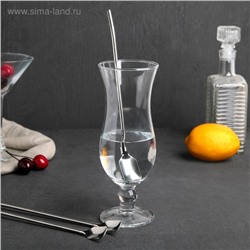 Набор ложек-трубочек барных Доляна, длина 22 см, 6 шт., нержавеющая сталь, серебристый