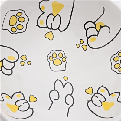 Миска «Лапа Кота», 150 мл, 13×9 cм, керамика, белая