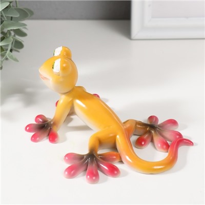 Фигурка полистоун «Жёлто-красный геккон», 13×10.5×6 см