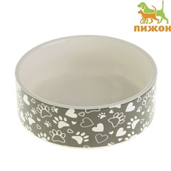 Миска «Лапки», 250 мл, 11.5×11.5×4.5 см, керамика, серая, белая