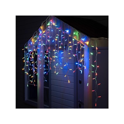 Гирлянда «Бахрома» 3×0.9 м, IP65, УМС, белая нить каучук, 144 LED, свечение мульти, 220 В