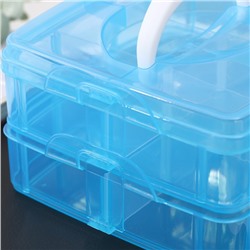 Органайзер для хранения, пластик, 2 яруса, 12 ячеек, 16×15×9 см, голубой