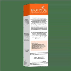 Biotique Carrot 40+ SPF UVA/UVB Sunscreen Ultra Soothing Face Lotion / Биотик Морковь Солнцезащитный Лосьон 40+ SPF для Лица и Тела 120 мл
