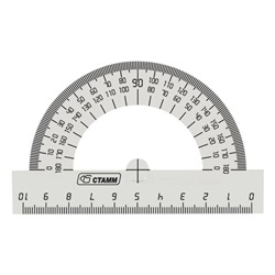 Транспортир 180 градусов 10 см прозрачный бесцветный ТР12 Стамм