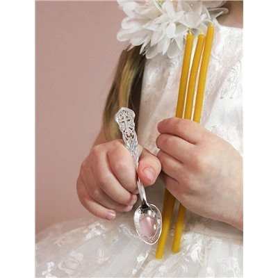 Ложка религиозная из серебра (серебрение) - 9,5 см 01-050