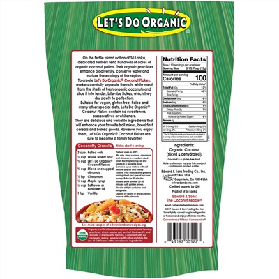 Edward & Sons, Edward & Sons, Let's Do Organic, 100% Organic Unsweetened Coconut Flakes, 7 oz (200 g)