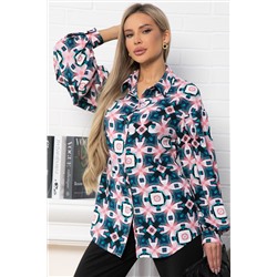 Блуза хлопковая Танец линий (зеленая) Б14857-14М