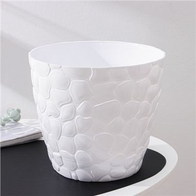 Горшок для цветов с поддоном «Камешки», 8 л, пластиковый, белый