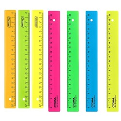 Линейка пластиковая 20 см непрозрачная, неон, ассорти ЛН11 Стамм